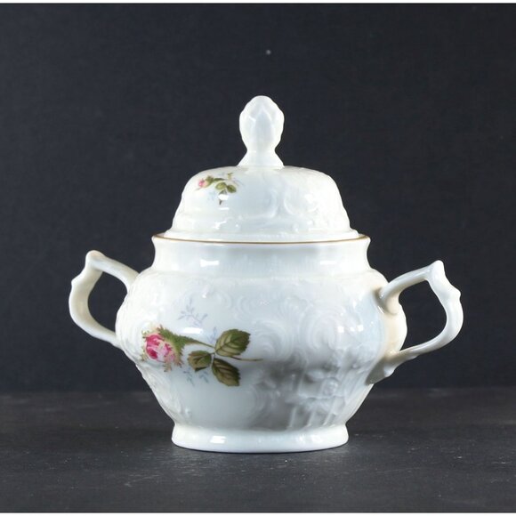 Sugar Bowl & Lid Ivory Rose Sanssouci ROSENTHAL Classic Made in Germany 1950s - Picture 5 of 12